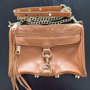 Rebecca Minkoff Mini M.A.C crossbody bag, brown leather with gold hardware
